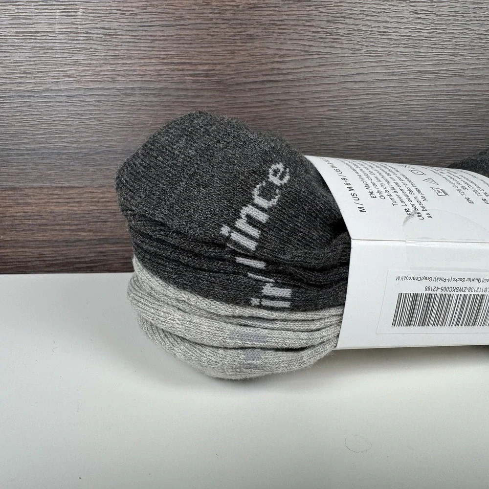 QUINCE Everyday Cotton Quarter Socks 4 Pack Gray / Charcoal   M 6-9    W 8-10.5